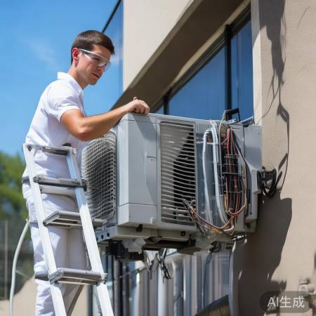 安装空调内外机，检查运行。